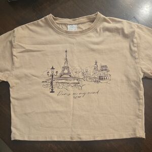 Zara Tan Paris Crop Tee
